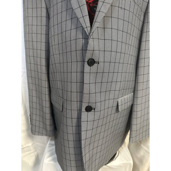 Stacy Adams Gold Mens 2-Button Checkered Blazer 48L Polyester & Rayon - Picture 3 of 10